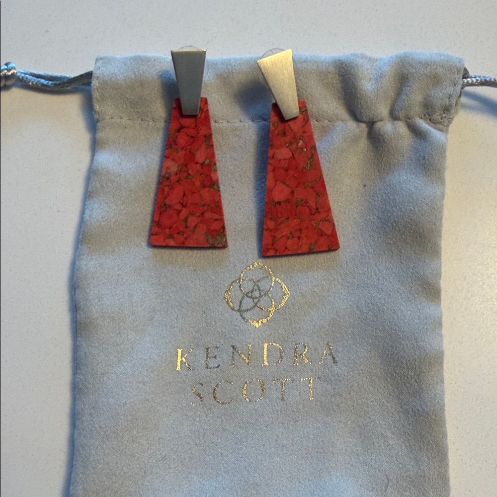 Kendra Scott Red and Gold Geometric Earrings
